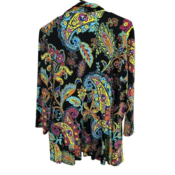 Slinky Brand  Open Front Colorful Paisley Cardigan Jacket Sz Large Boho Festival - Picture 2 of 10